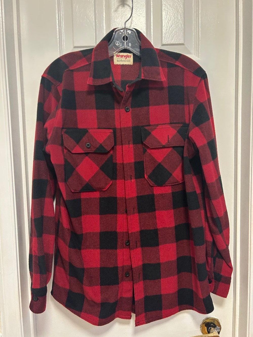 Wrangler Authentics Men’s Size Small Red & Black Buffalo Plaid Fleece Shirt Jack